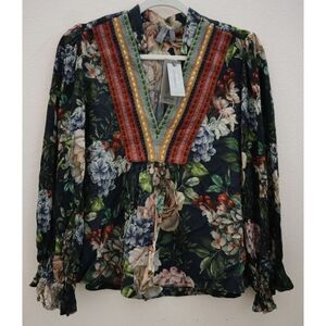 Bl-nk London x Anthropologie Women's Sz XSP Black Motif Stephanie Top